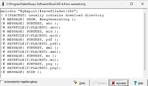 Wijzigen van het export-sjabloon